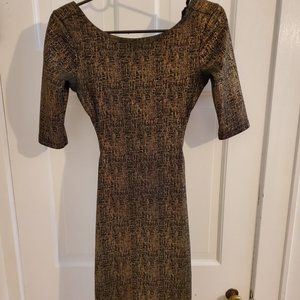 Open back long gold and black dress